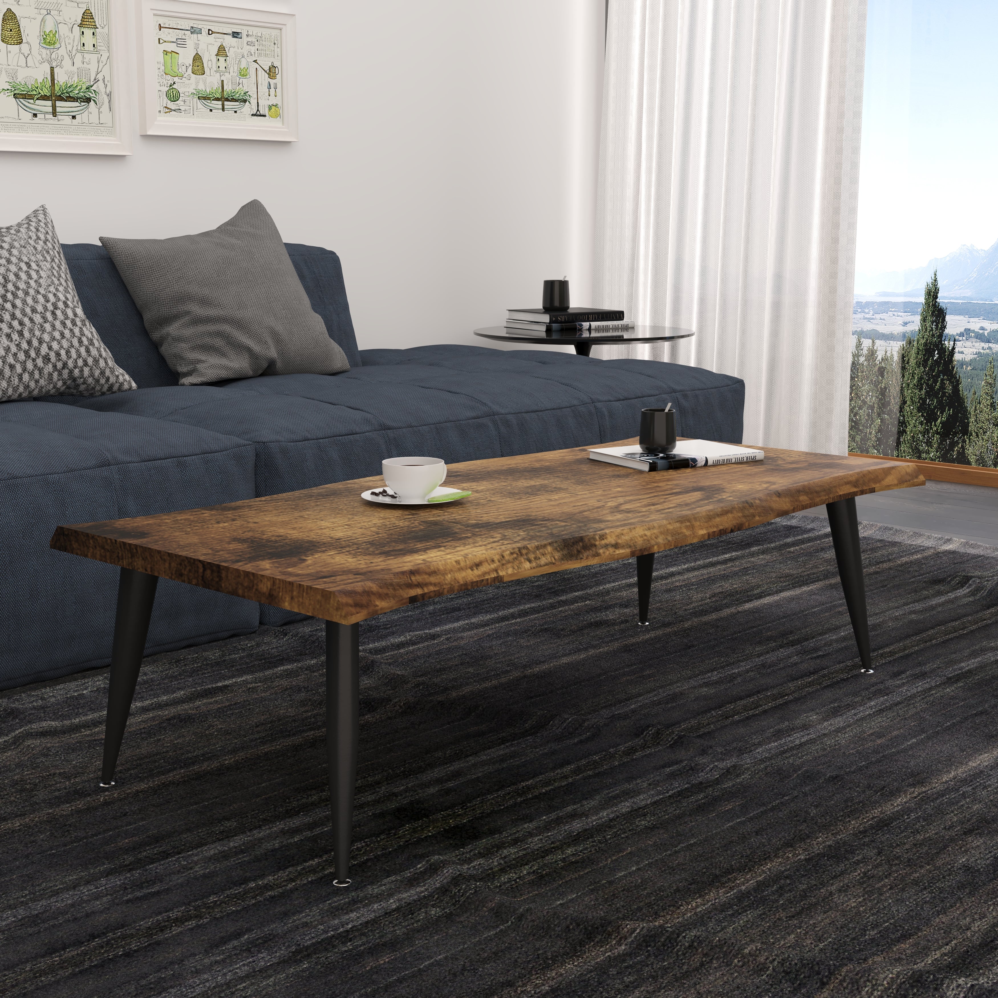 The Velets Lia Wooden Rectangular Coffee Table With Tapered Legs