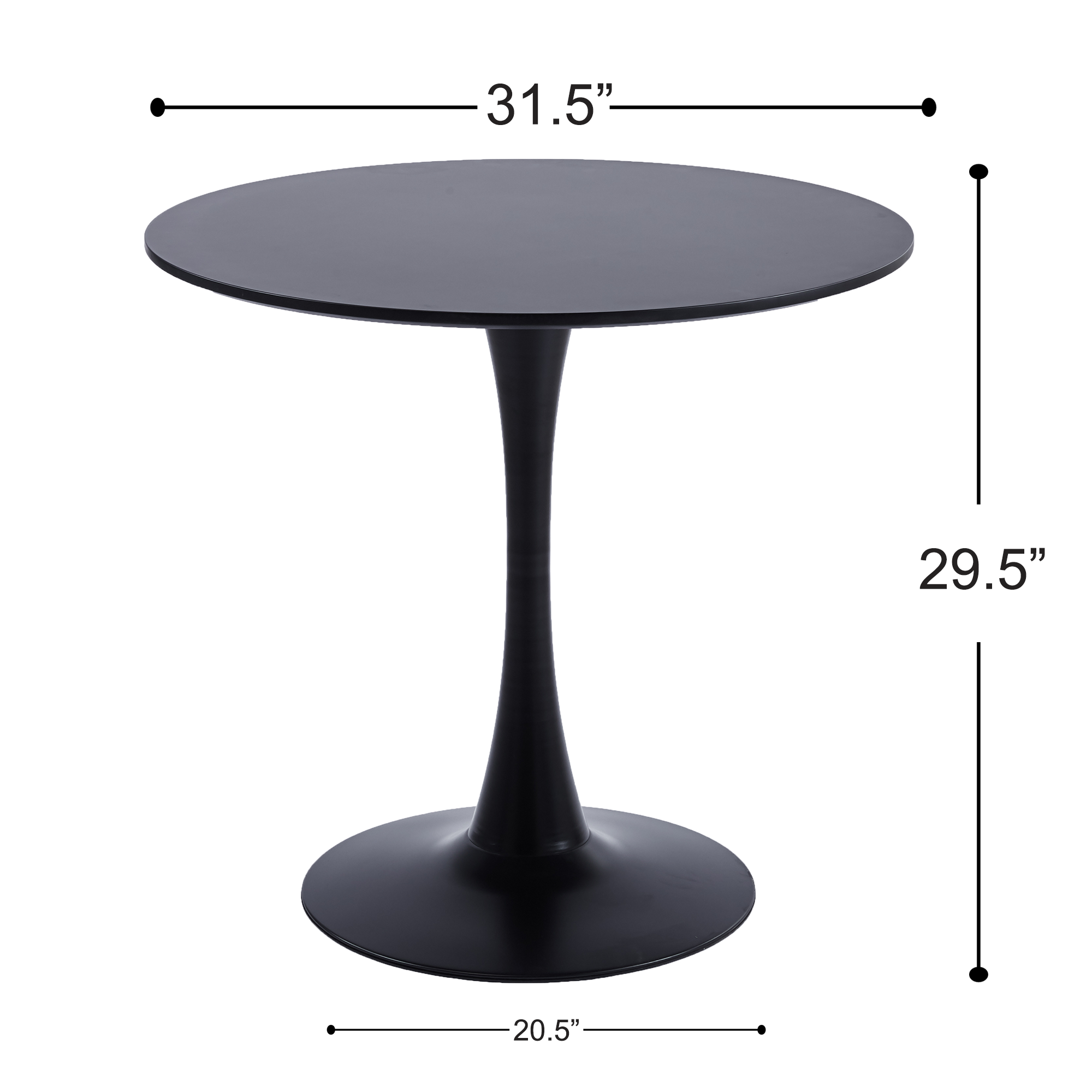 Velets 32 Inch Tulip Mid Century Modern Dining Table - Black