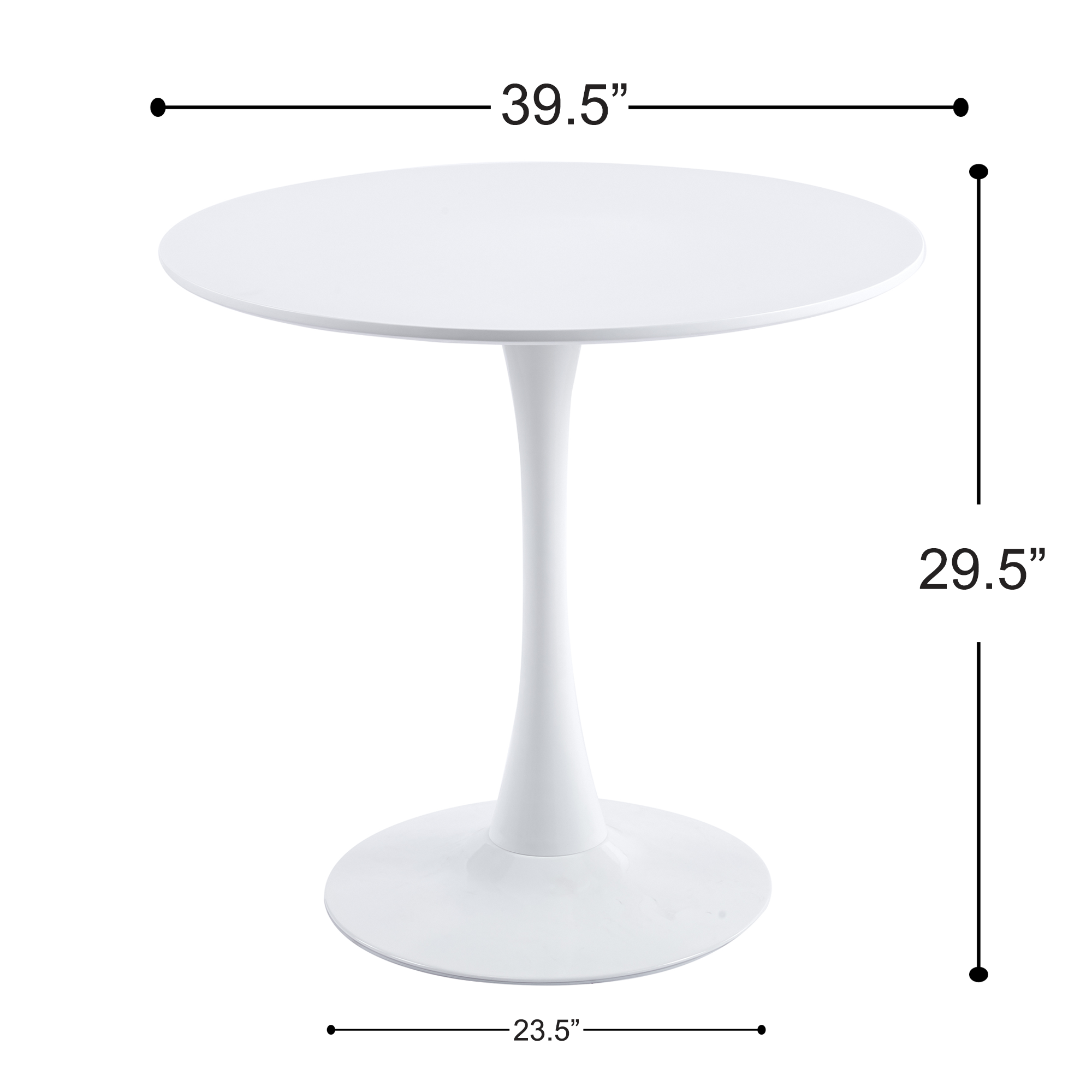 Velets 40 Inch Tulip Mid Century Modern Dining Table - White