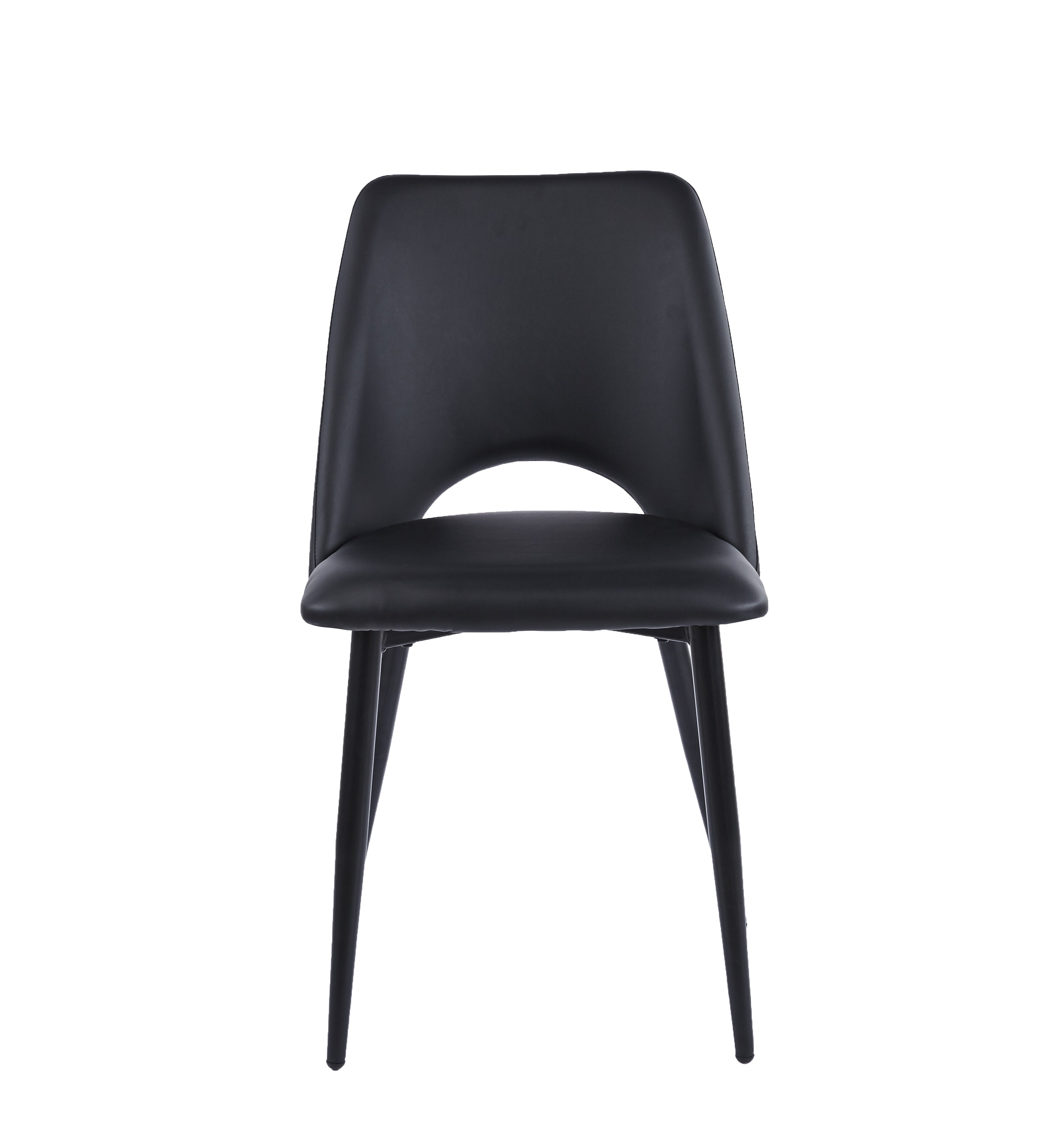 Velets Aria Set of 4 Upholstered Side Chair / Dining Chair - Faux Leather - Black - Black Leg