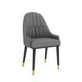 Velets Aura Set of 4 Upholstered Side Chair - Faux Leather -  Light Gray - Golden Tip Leg
