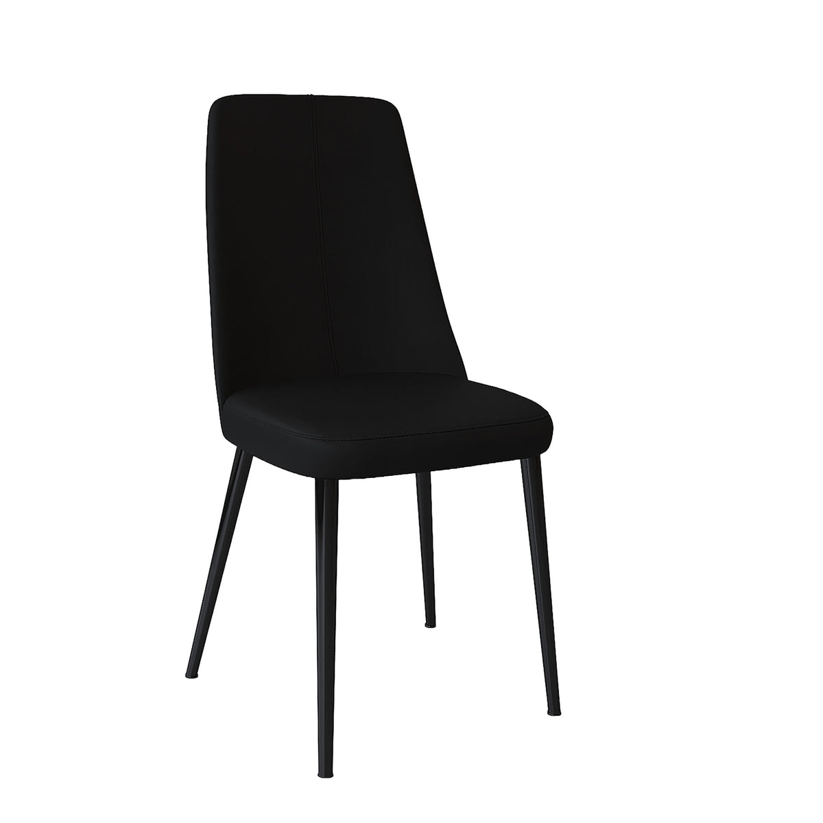 Velets Ella Set of 4 Upholstered Side Chair  / Dining Chair - Faux Leather - Black - Black Leg