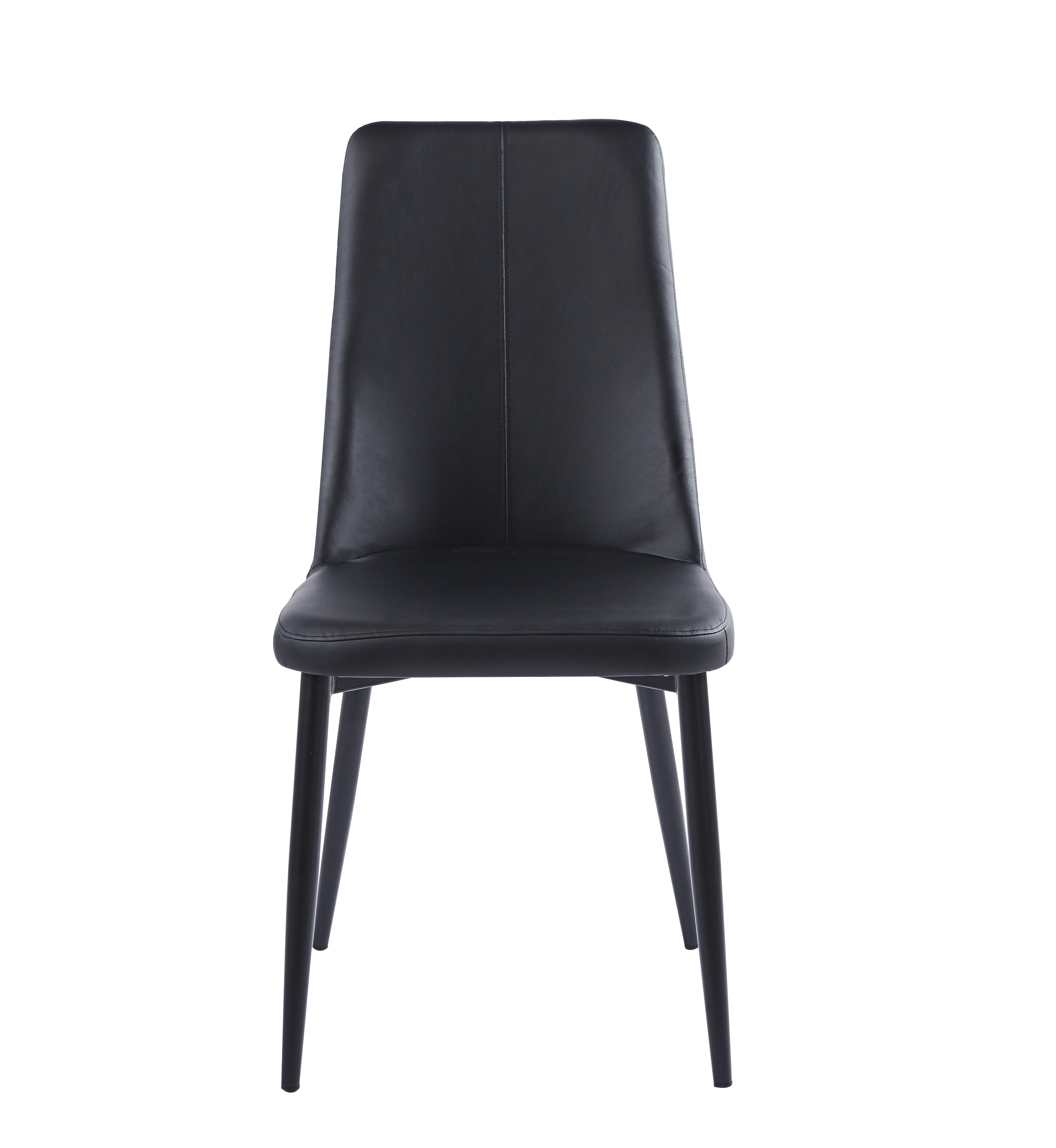 Velets Ella Set of 4 Upholstered Side Chair  / Dining Chair - Faux Leather - Black - Black Leg