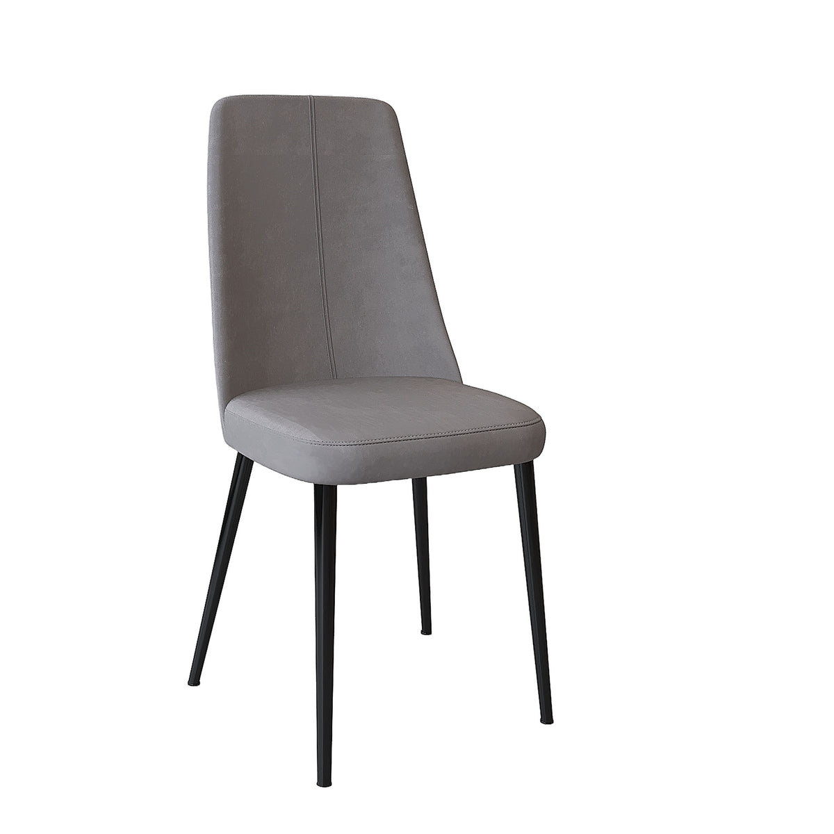 Velets Ella Set of 4 Upholstered Side Chair / Dining Chair - Faux Leather - Light Grey - Black Leg