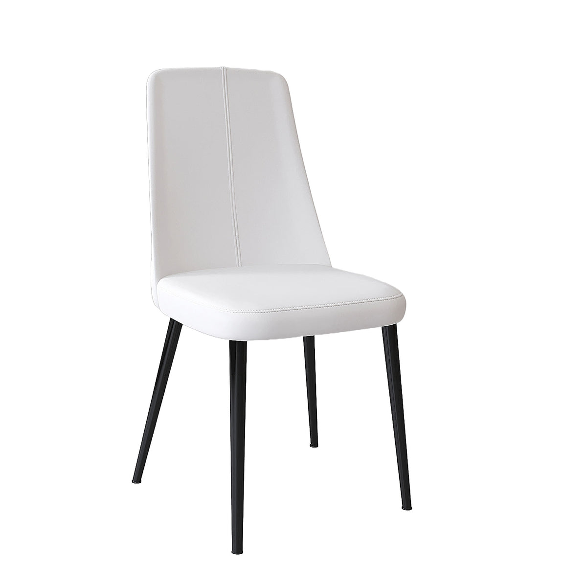 Velets Ella Set of 4 Upholstered Side Chair / Dining Chair - Faux Leather - White - Black Leg