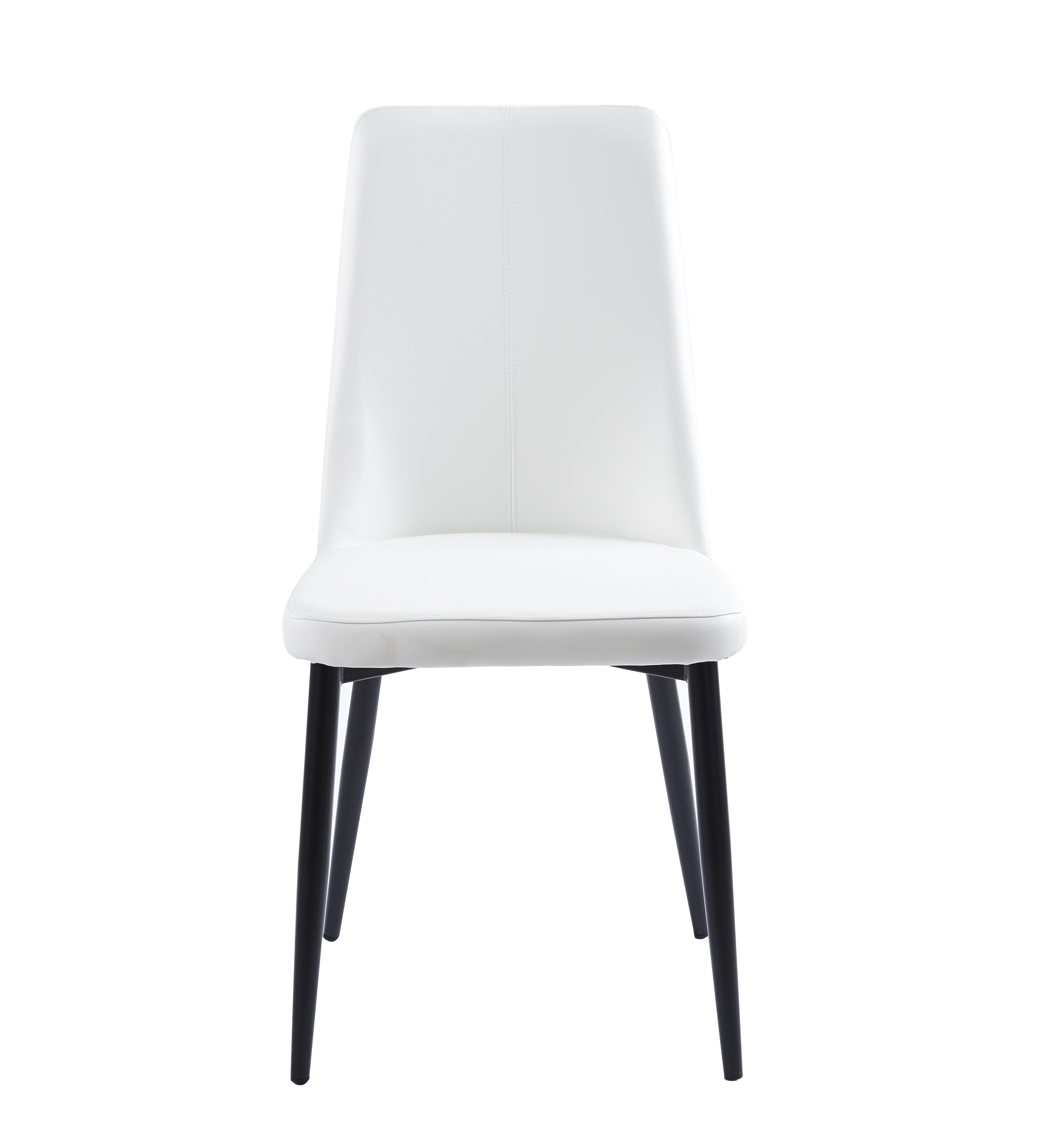 Velets Ella Set of 4 Upholstered Side Chair / Dining Chair - Faux Leather - White - Black Leg