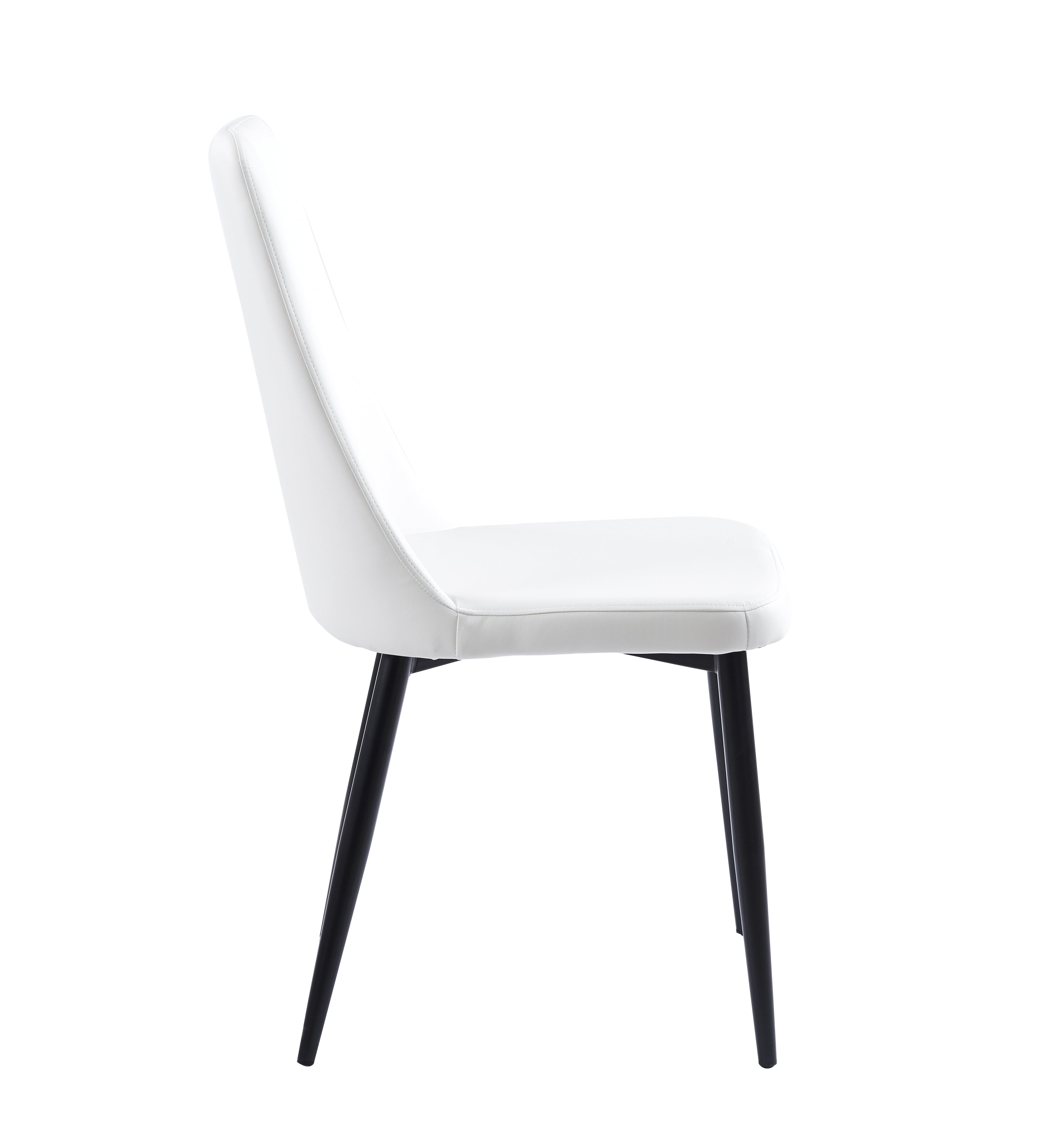 Velets Ella Set of 4 Upholstered Side Chair / Dining Chair - Faux Leather - White - Black Leg