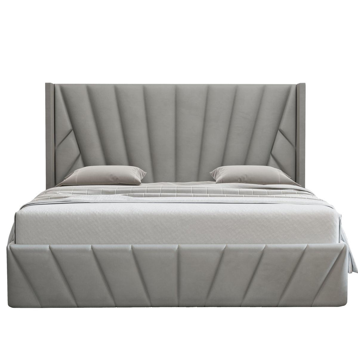 Eva Queen Light Gray - Lift-Up Storage Bed