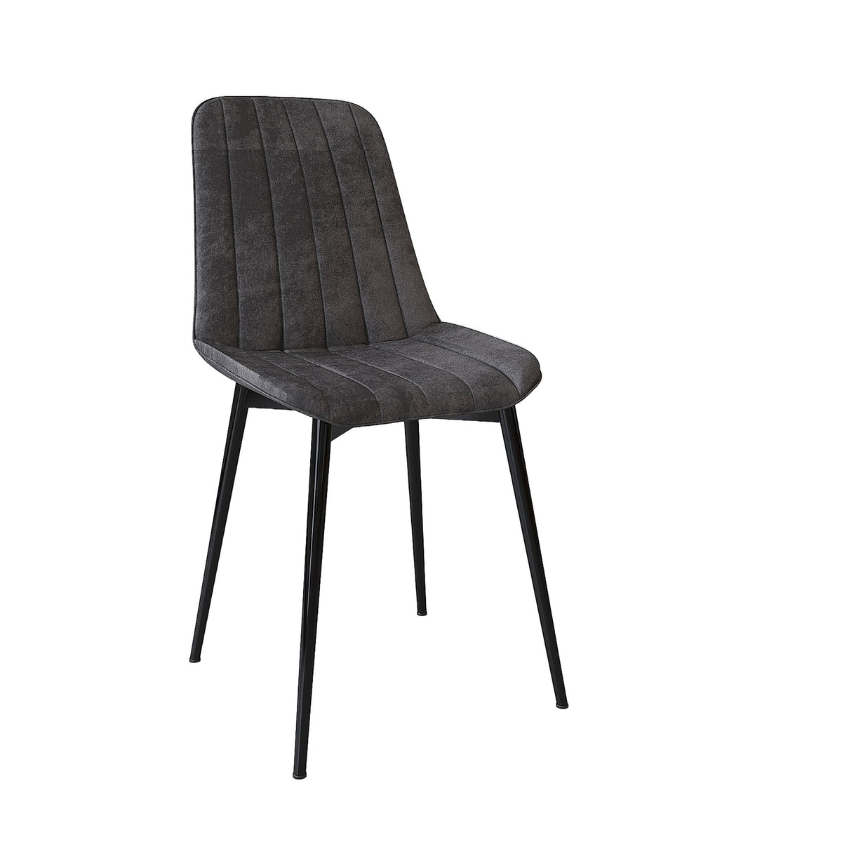 Velets Nova Set Of 4 Upholstered Side Chair / Dining Chair - PU Leather - Light Gray - Black Leg