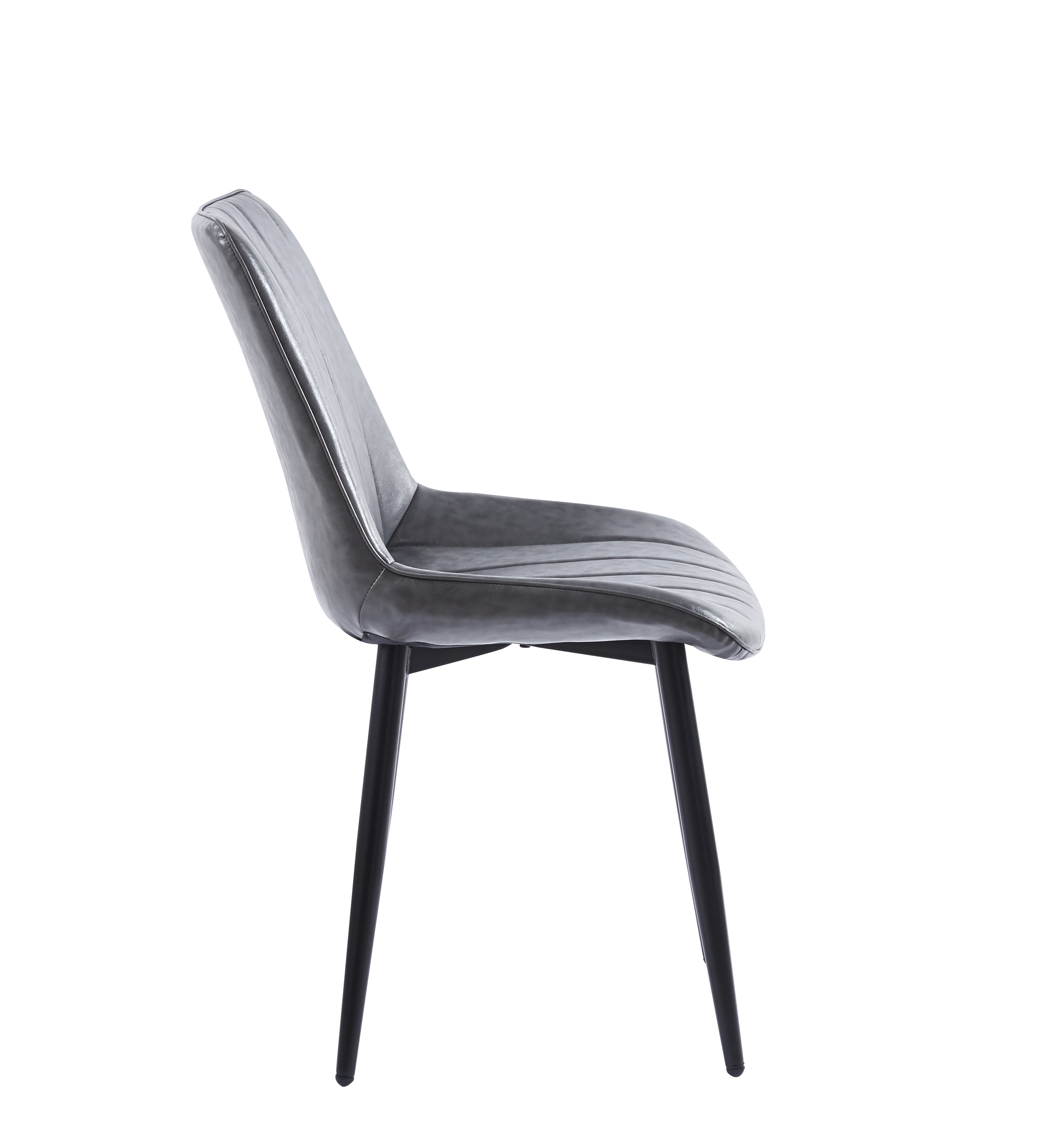 Velets Nova Set Of 4 Upholstered Side Chair / Dining Chair - PU Leather - Light Gray - Black Leg