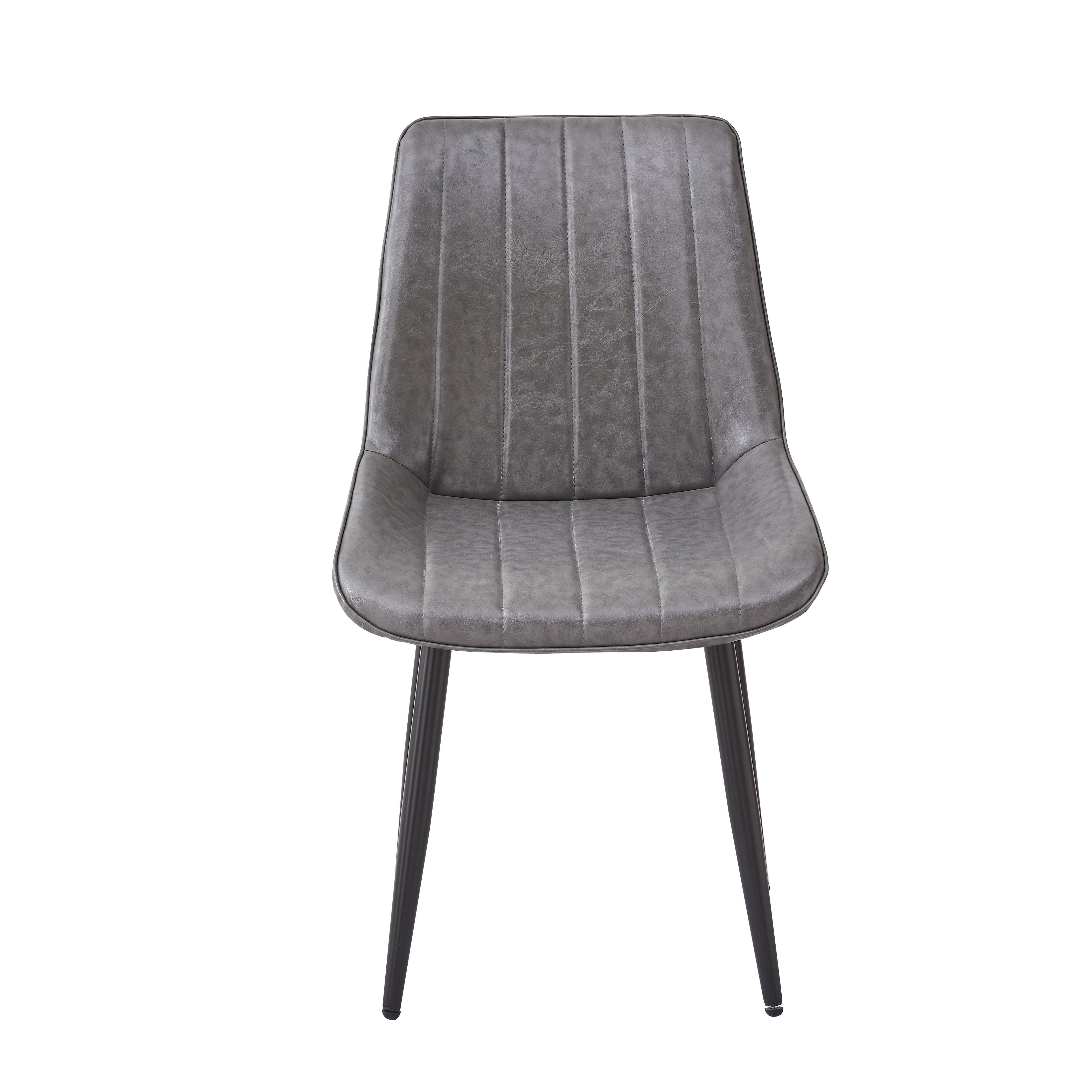 Velets Nova Set Of 4 Upholstered Side Chair / Dining Chair - PU Leather - Light Gray - Black Leg