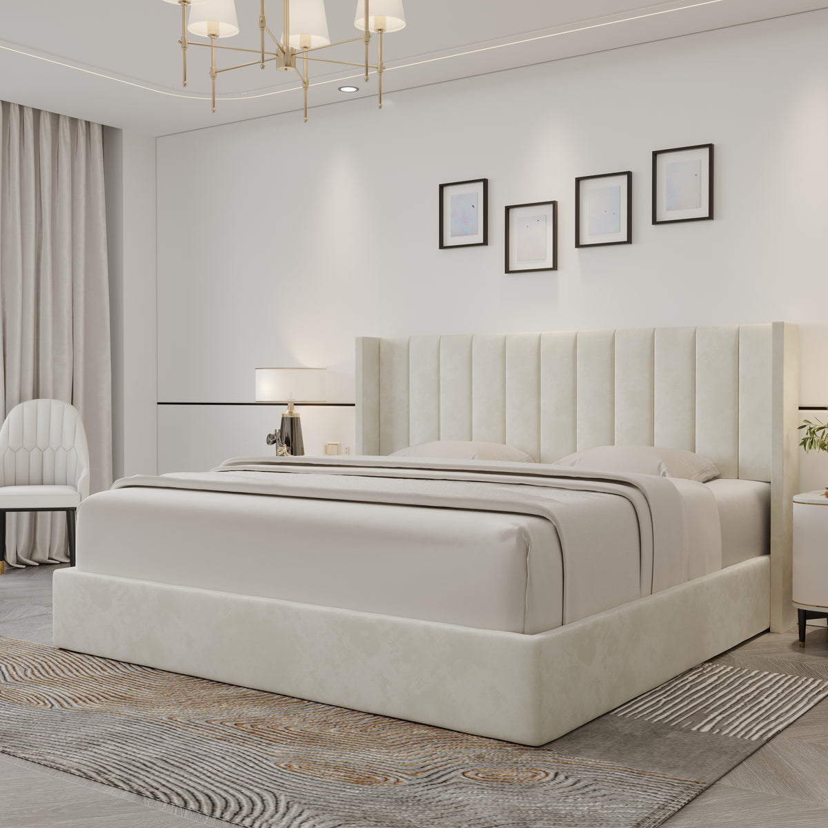 Oliver King Ivory Lift-Up Storage Bed