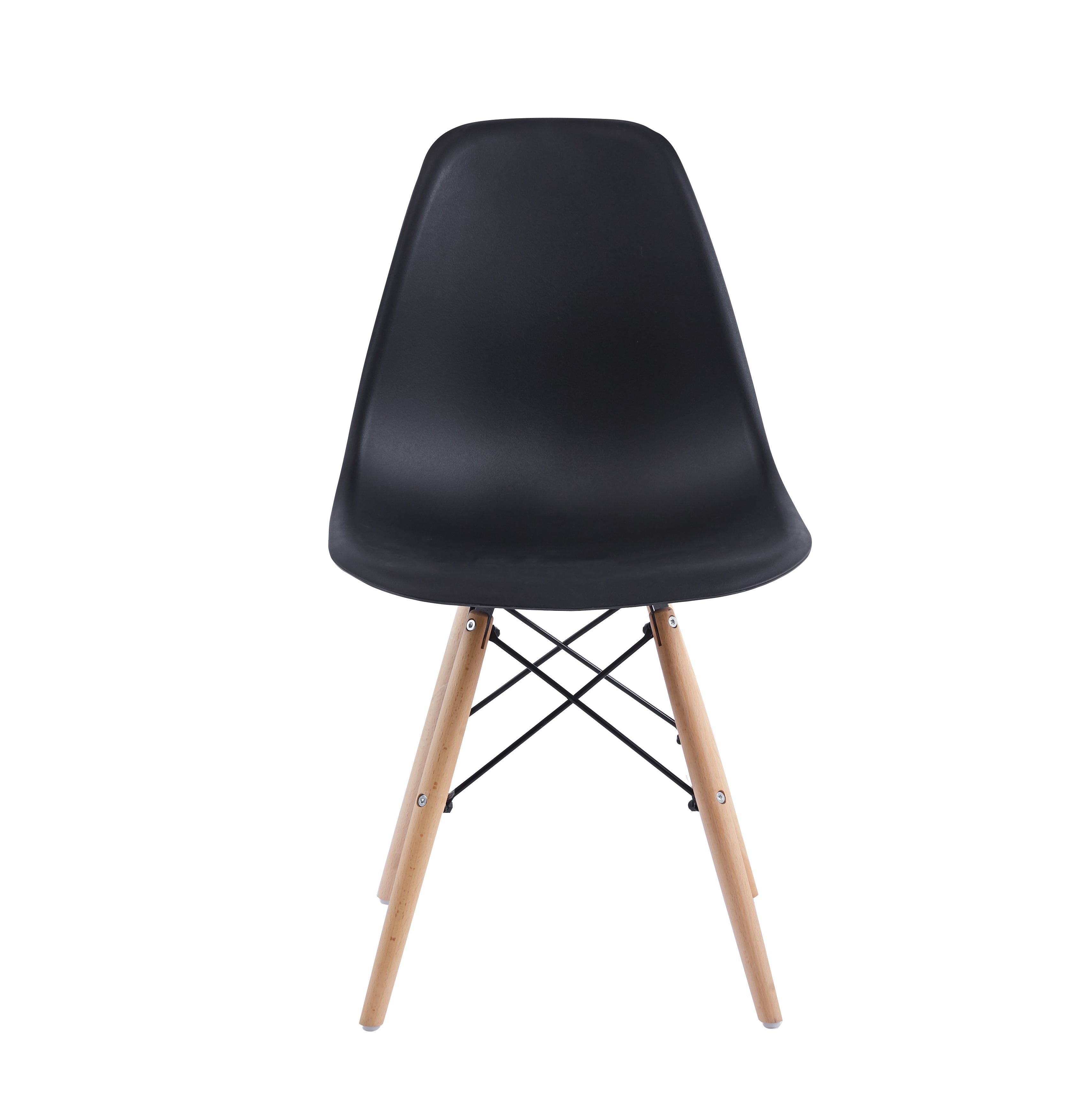 Velets Set of 4 Eifel Side Chair / Dining Chair - Plastic Chair - Black - Wooden Leg