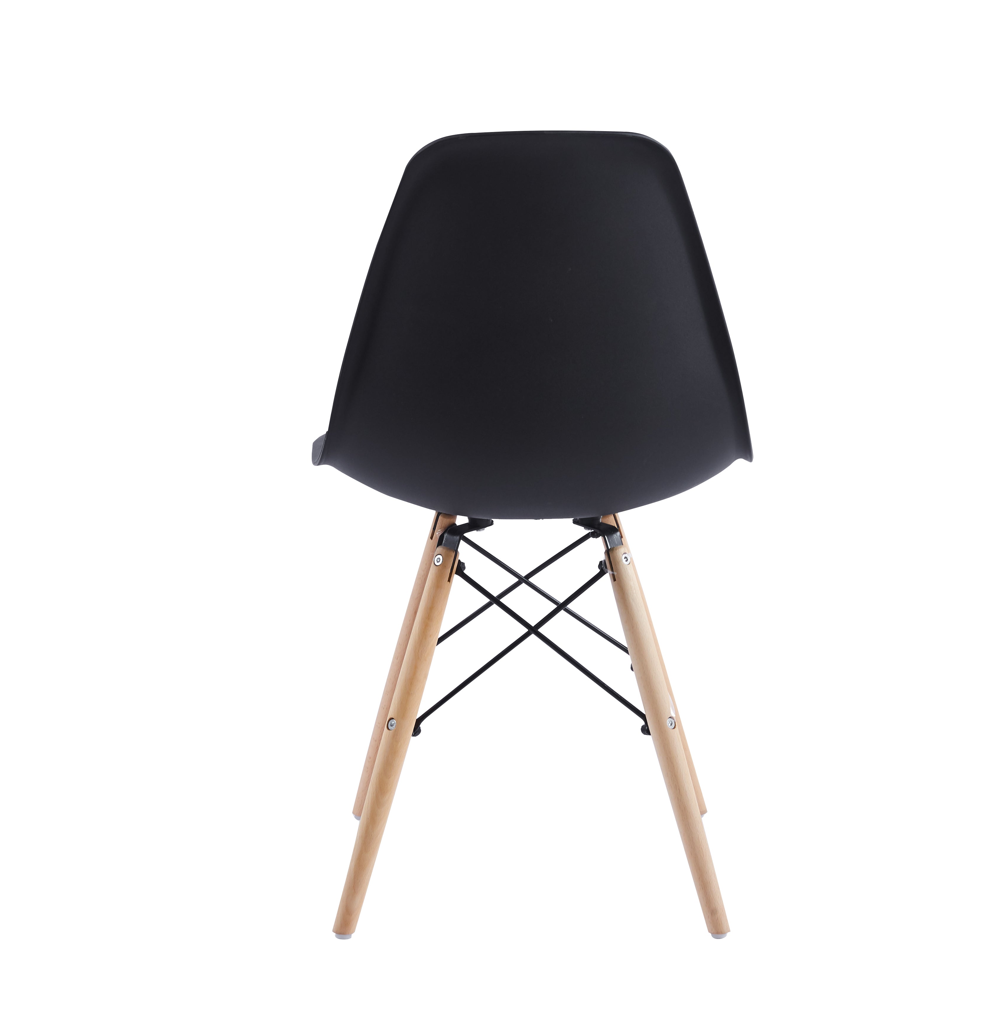 Velets Set of 4 Eifel Side Chair / Dining Chair - Plastic Chair - Black - Wooden Leg