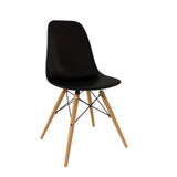 Velets Set of 4 Eifel Side Chair / Dining Chair - Plastic Chair - Black - Wooden Leg