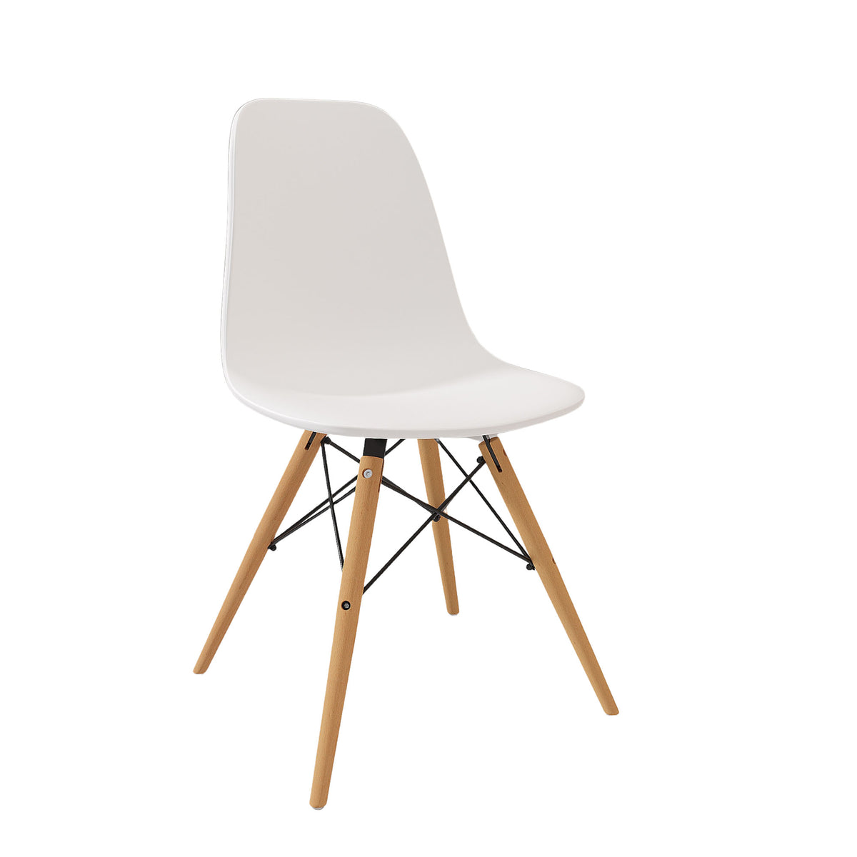 Velets Set of 4 Eifel Side Chair / Dining Chair - Plastic Chair - White - Wooden Leg