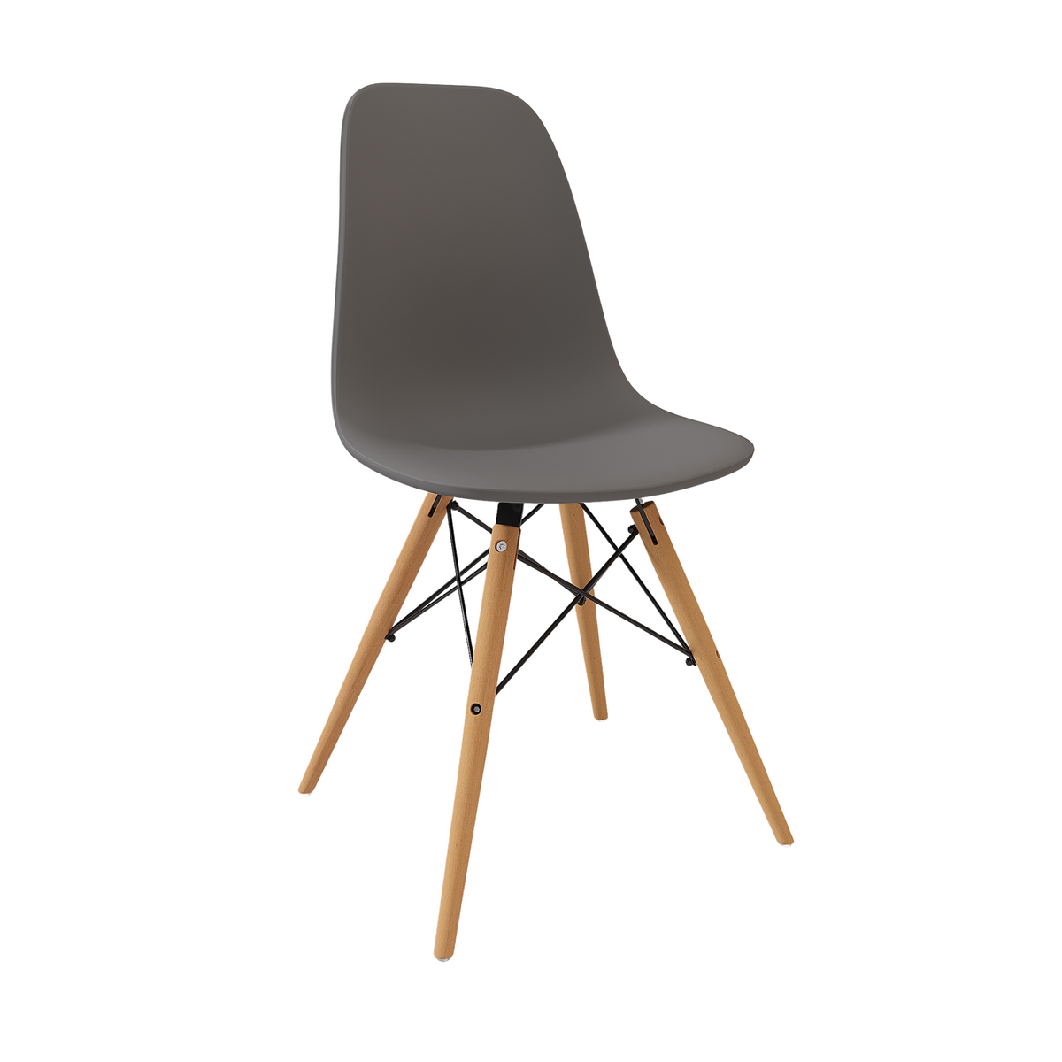 Velets Set of 4 Eifel Side Chair / Dining Chair - Plastic Chair - Light Grey - Wooden Leg