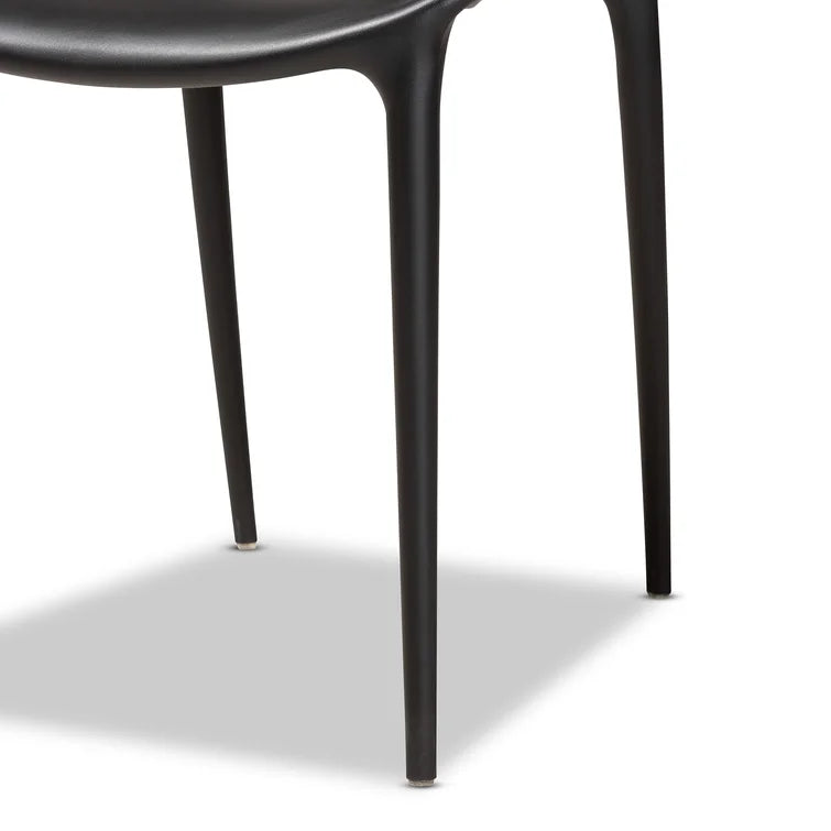 Velets Set of 4 Sandra Lightweight Molded Plastic Cross Back Stacking Arm Dining Chairs - Black