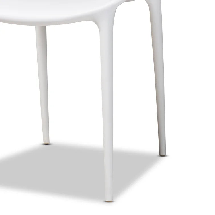 Velets Set of 4 Sandra Lightweight Molded Plastic Cross Back Stacking Arm Dining Chairs - White