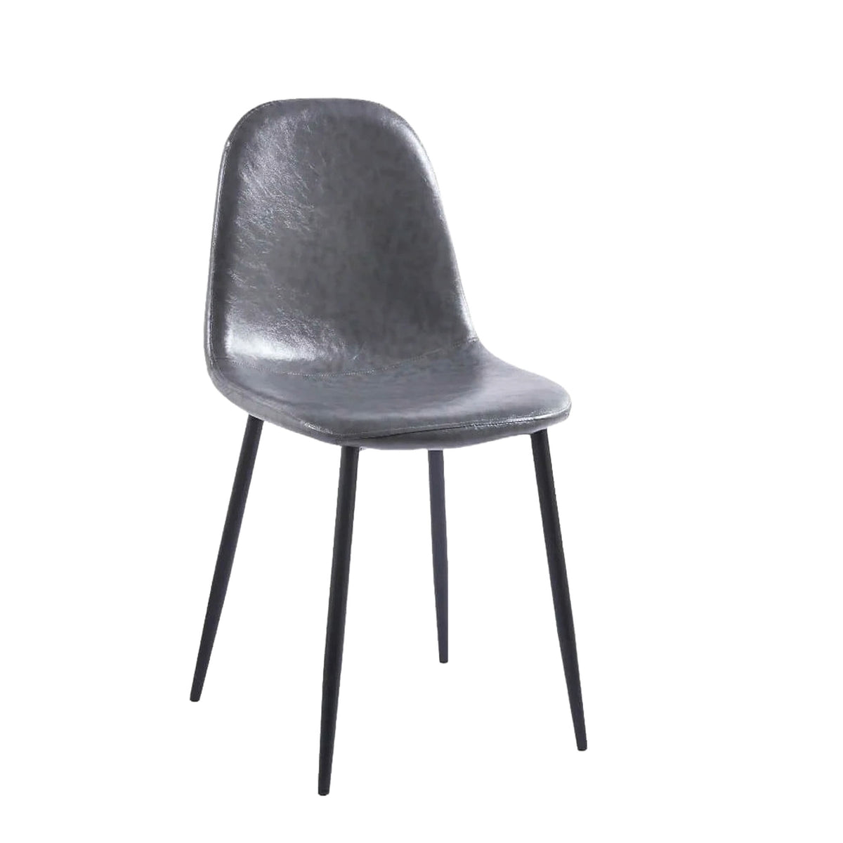 Velets Set Of 4 Sera Upholstered Side Chair - Faux Leather - Rustic Gray - Black Leg