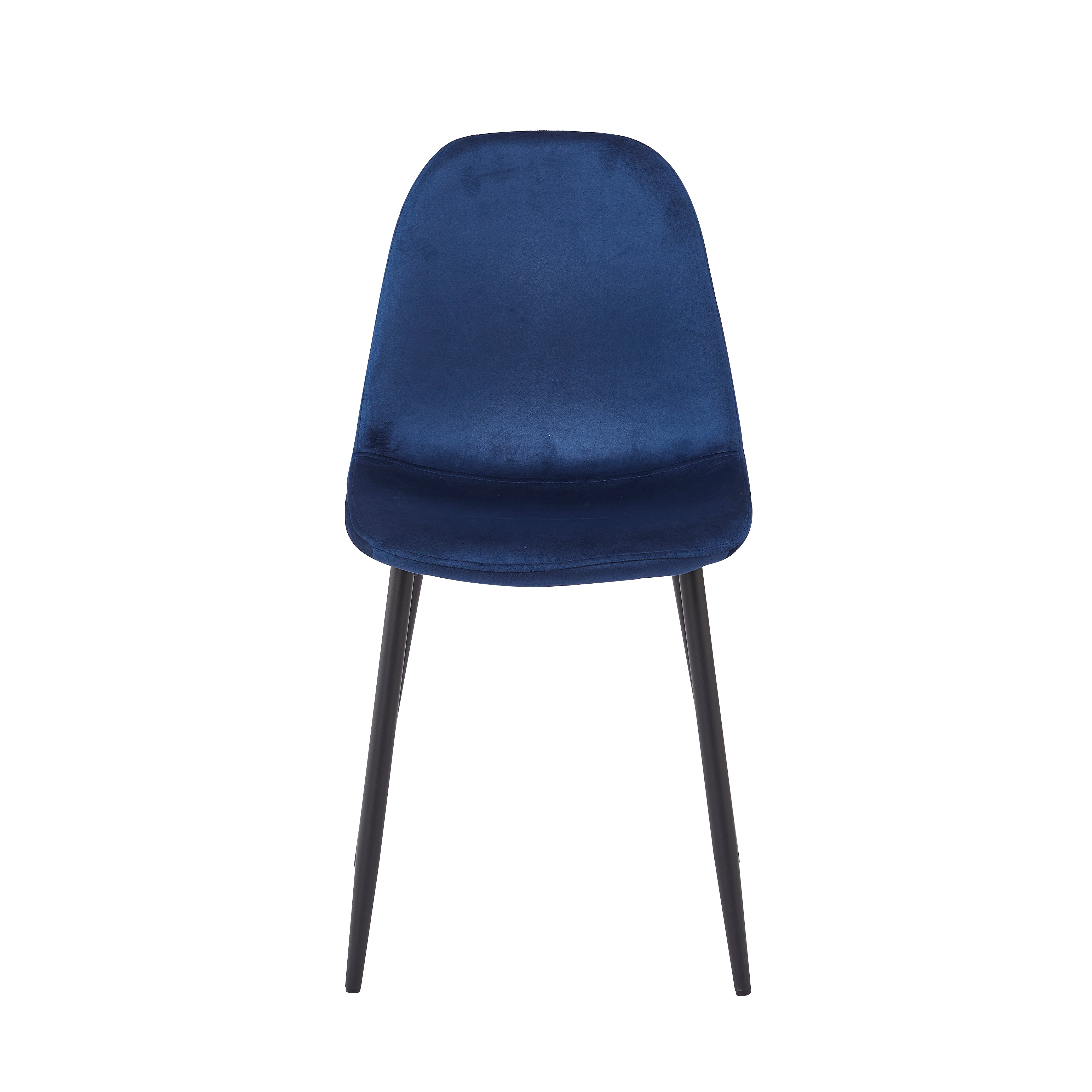 Velets Set Of 4 Sera Upholstered Side Chair - Velvet - Blue - Black Leg