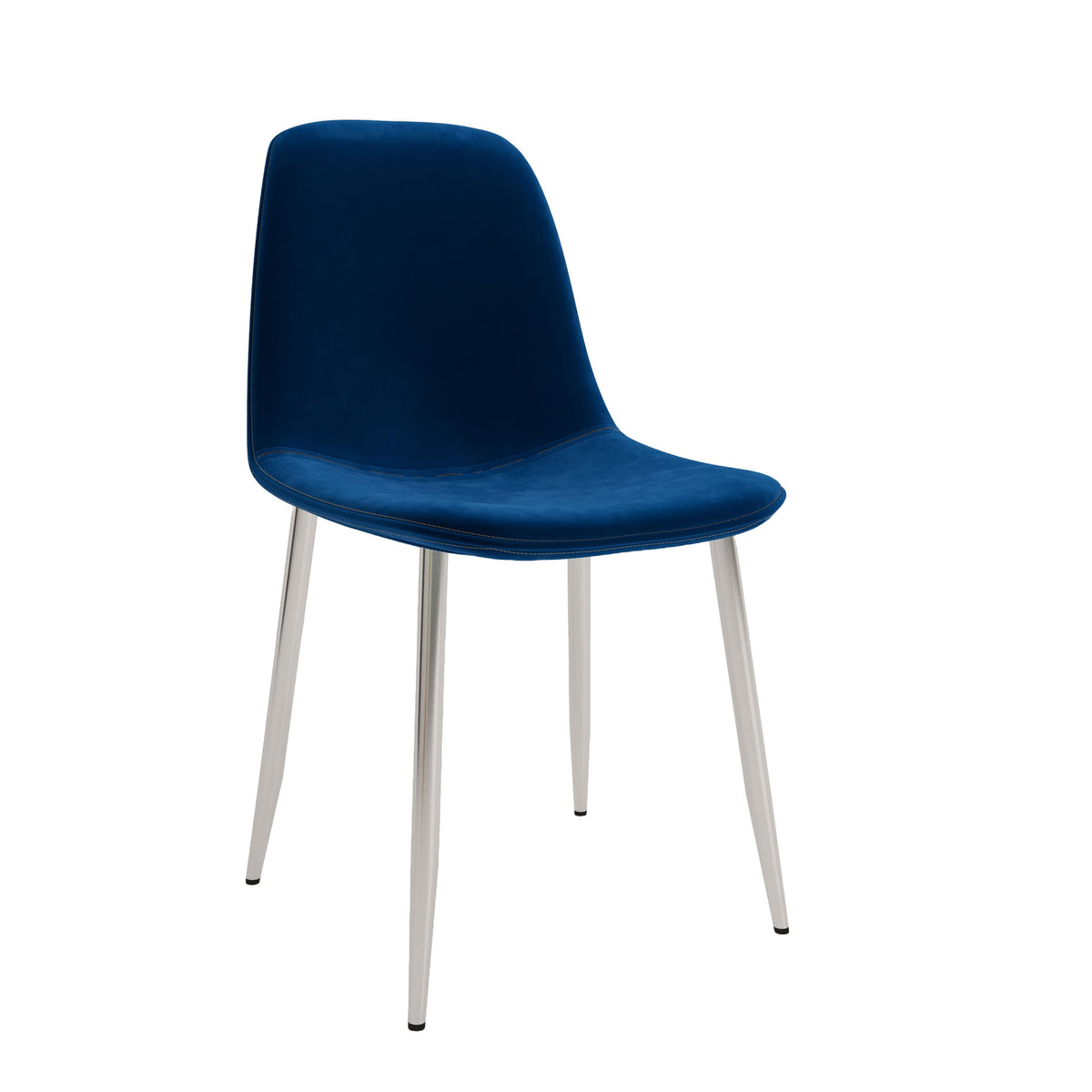 Velets Set Of 4 Sera Upholstered Side Chair - Velvet - Blue - Chrome Leg