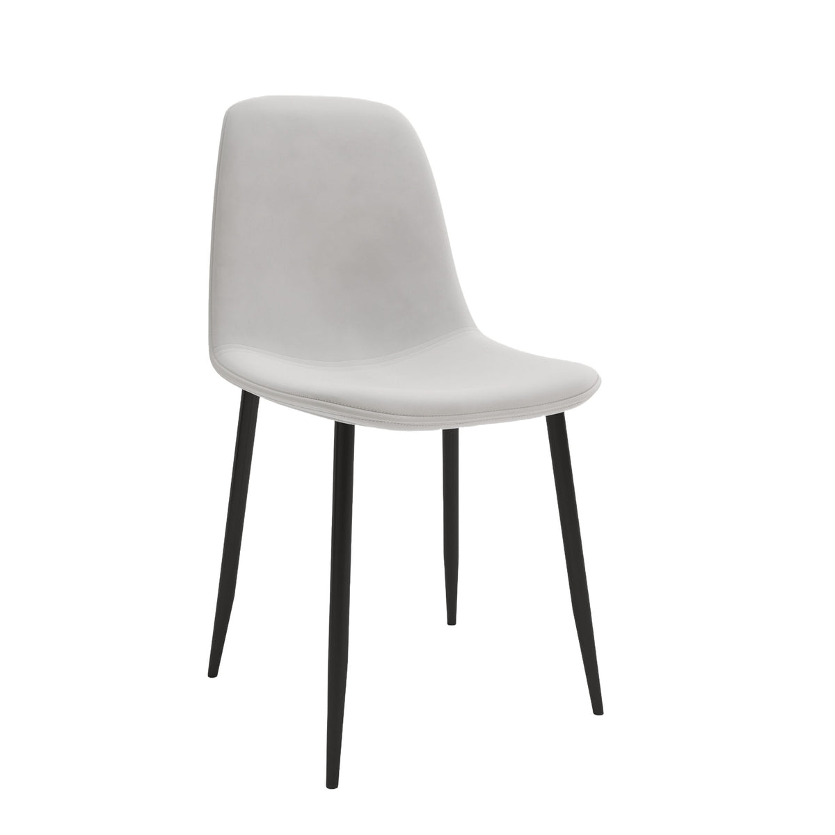 Velets Set Of 4 Sera Upholstered Side Chair - Velvet - Light Gray - Black Leg