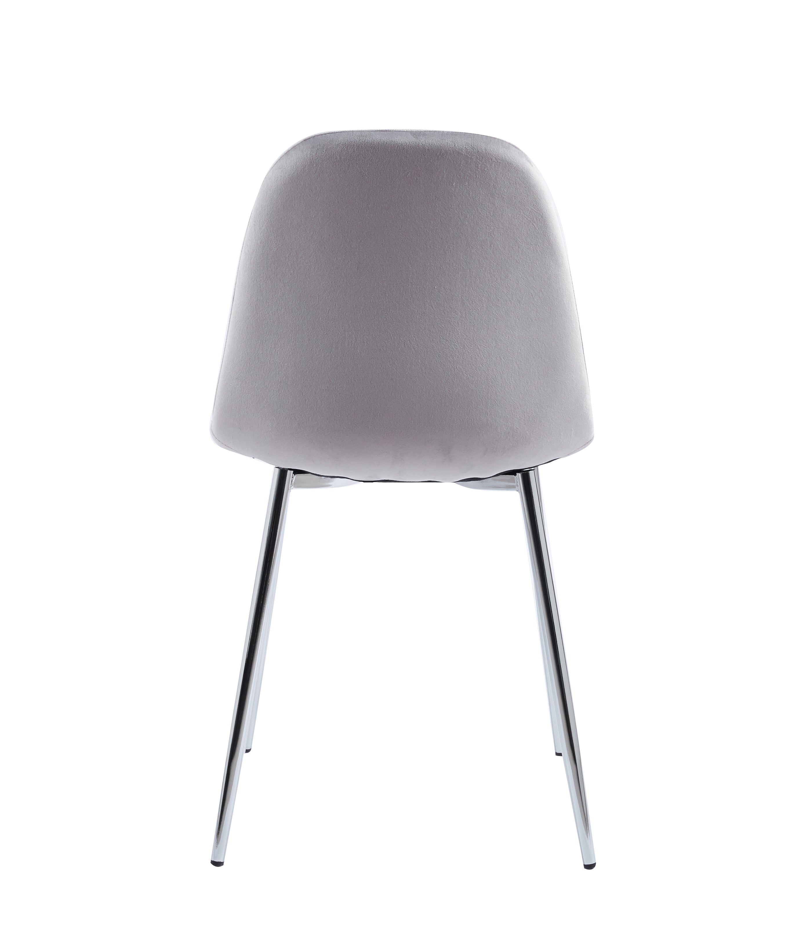 Velets Set Of 4 Sera Upholstered Side Chair - Velvet - Light Gray - Chrome Leg