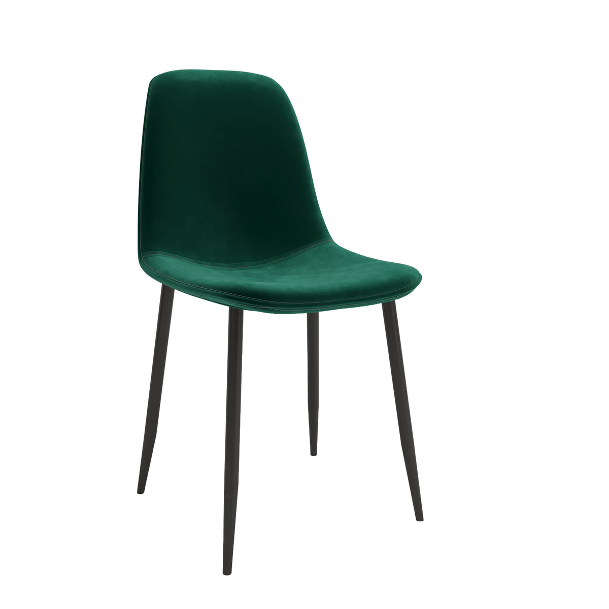 Velets Set Of 4 Sera Upholstered Side Chair - Velvet - Green - Black Leg