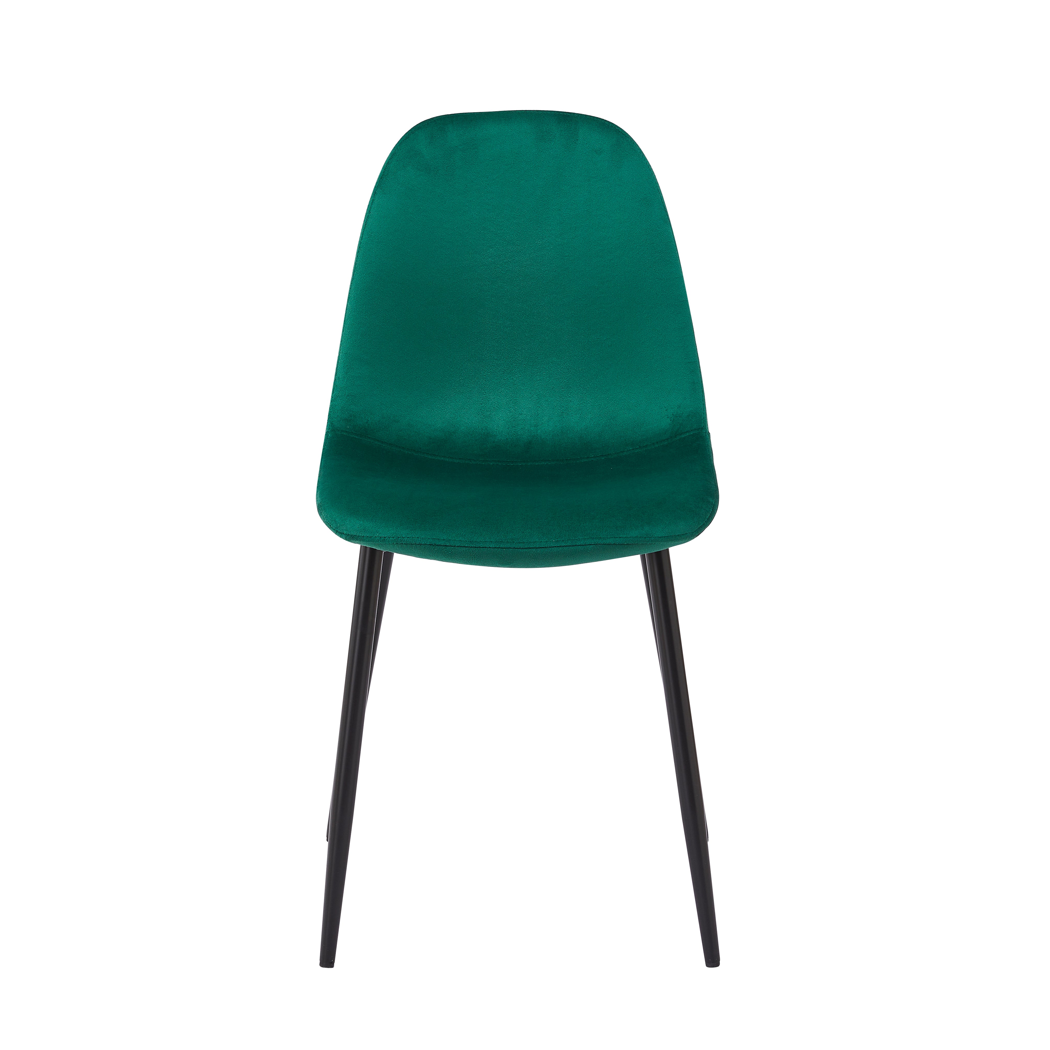 Velets Set Of 4 Sera Upholstered Side Chair - Velvet - Green - Black Leg